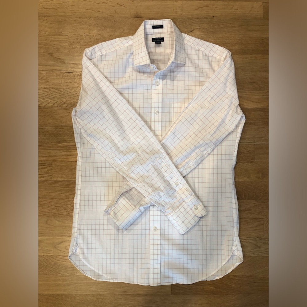 J. Crew White and Red Grid Dress Shirt